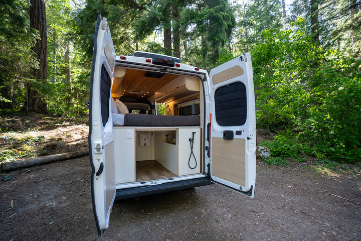 Seattle camper van rental with outdoor shower